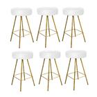 Kit 06 Banqueta Alta Laisa Dourado Corino Branco