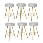 Kit 06 Banqueta Alta Laisa Dourado Corino Cinza