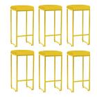 Kit 06 Banqueta Alta Lara Ferro Dourado Amarelo