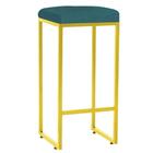 Kit 06 Banqueta Alta Lara Ferro Dourado Azul Turquesa