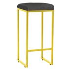 Kit 06 Banqueta Alta Lara Ferro Dourado Cinza