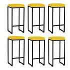 Kit 06 Banqueta Alta Lara Ferro Preto Amarelo