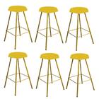 Kit 06 Banqueta Alta Lari Dourado Amarelo