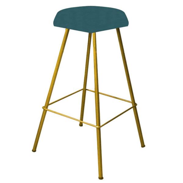 Kit 06 Banqueta Alta Lari Dourado Azul Turquesa