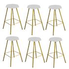 Kit 06 Banqueta Alta Lari Dourado Branco