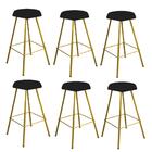 Kit 06 Banqueta Alta Lari Dourado Preto