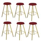 Kit 06 Banqueta Alta Lari Dourado Vermelho