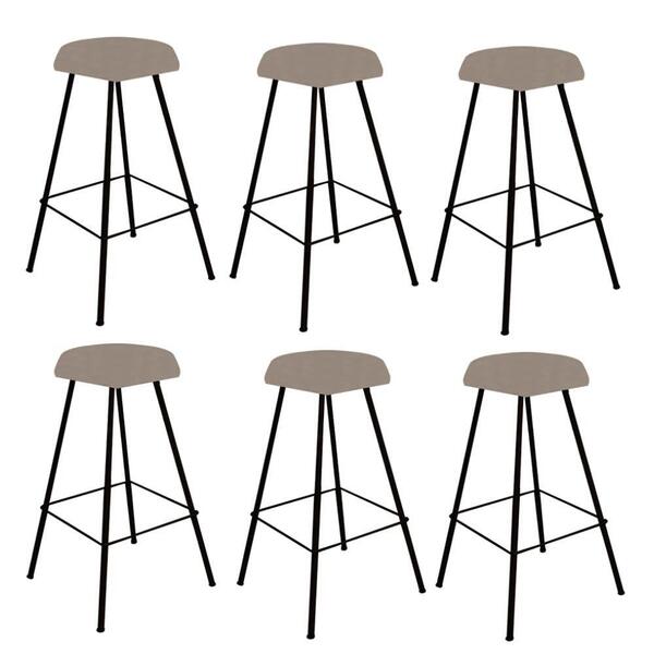 Kit 06 Banqueta Alta Lari Eiffel Preto Bege