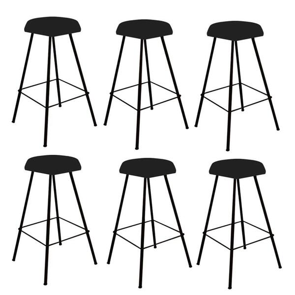 Kit 06 Banqueta Alta Lari Eiffel Preto Preto