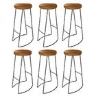 Kit 06 Banqueta Alta Lena E Madeira Maciça Peroba Rosa