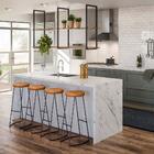 Kit 06 Banqueta Alta Lena E Madeira Maciça Peroba Rosa