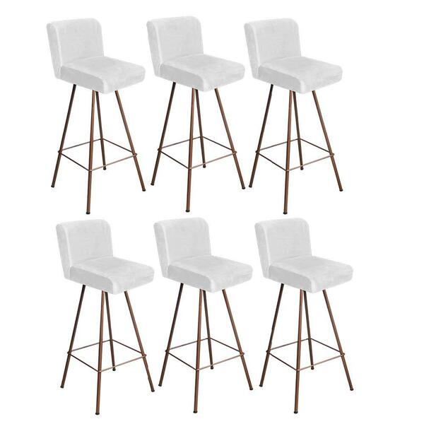 Kit 06 Banqueta Alta Lexi Bronze Corino Branco