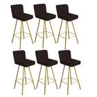 Kit 06 Banqueta Alta Lexi Dourado Corino Marrom