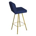 Kit 06 Banqueta Alta Lexi Dourado Suede Azul Marinho