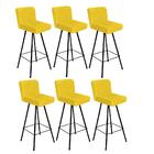 Kit 06 Banqueta Alta Lexi Preto Suede Amarelo