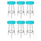 Kit 06 Banqueta Alta Lia Branco Azul Turquesa