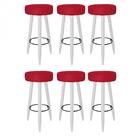 Kit 06 Banqueta Alta Lia Branco Vermelho