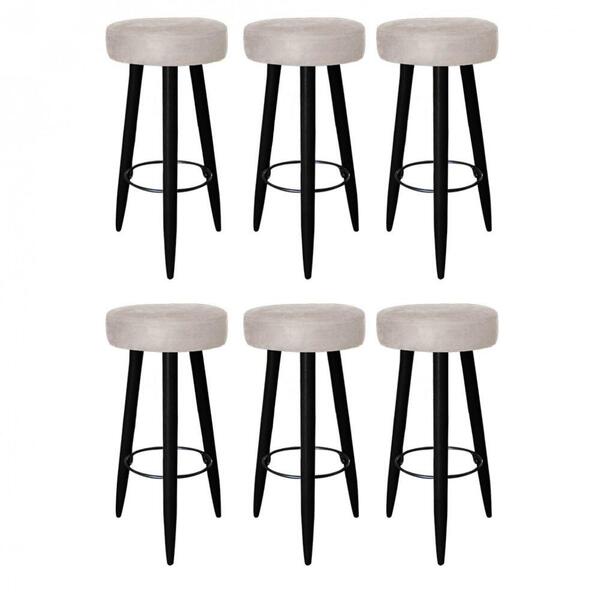 Kit 06 Banqueta Alta Lia Preto Bege