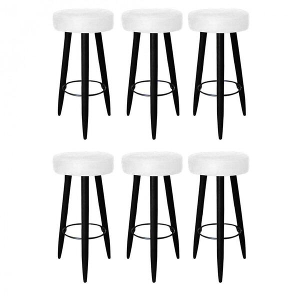 Kit 06 Banqueta Alta Lia Preto Branco