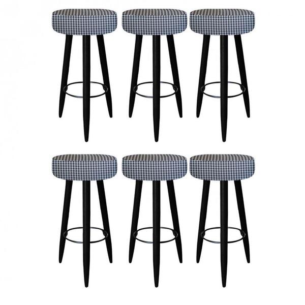 Kit 06 Banqueta Alta Lia Preto Xadrez