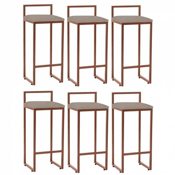 Kit 06 Banqueta Alta Lina Bronze Bege