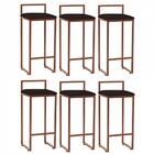 Kit 06 Banqueta Alta Lina Bronze Marrom