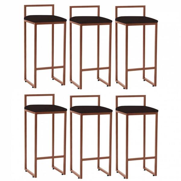 Kit 06 Banqueta Alta Lina Bronze Marrom