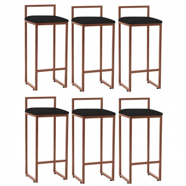 Kit 06 Banqueta Alta Lina Bronze Preto