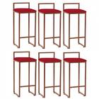 Kit 06 Banqueta Alta Lina Bronze Vermelho