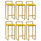 Kit 06 Banqueta Alta Lina Dourado Amarelo