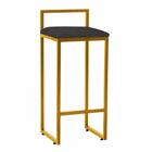 Kit 06 Banqueta Alta Lina Dourado Cinza