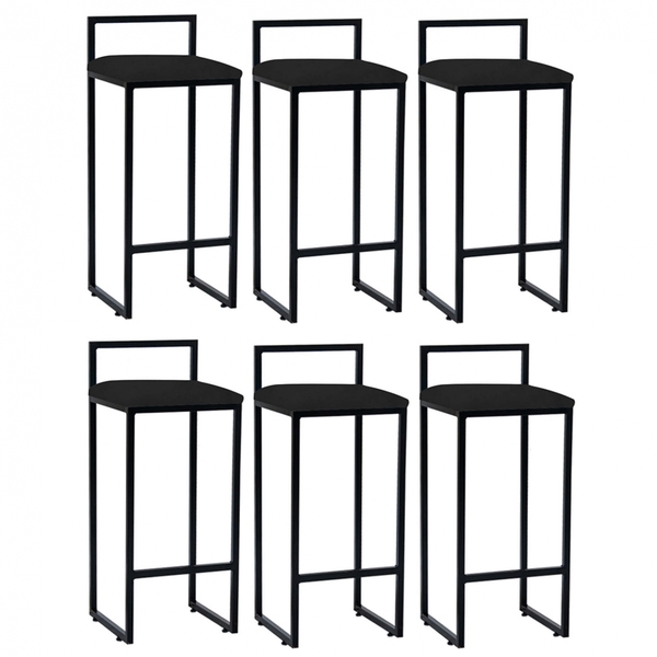 Kit 06 Banqueta Alta Lina Industrial Cozinha Bar Balcão Bistr
