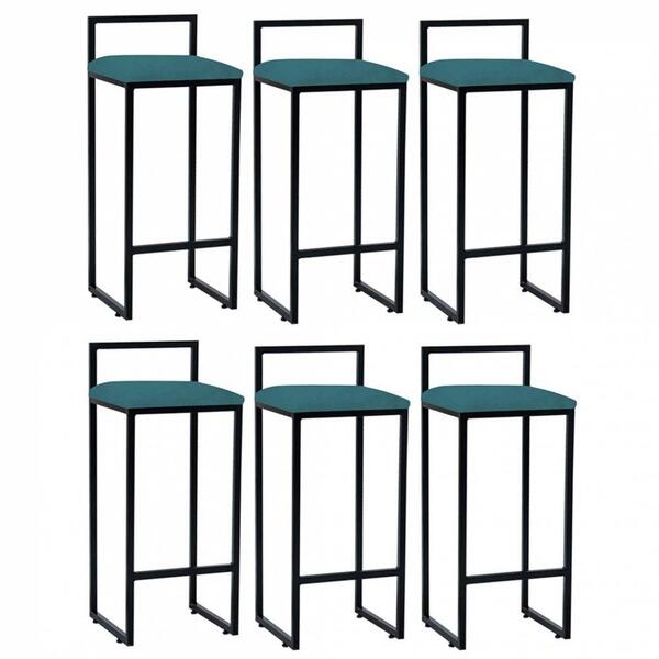 Kit 06 Banqueta Alta Lina Preto Azul Turquesa