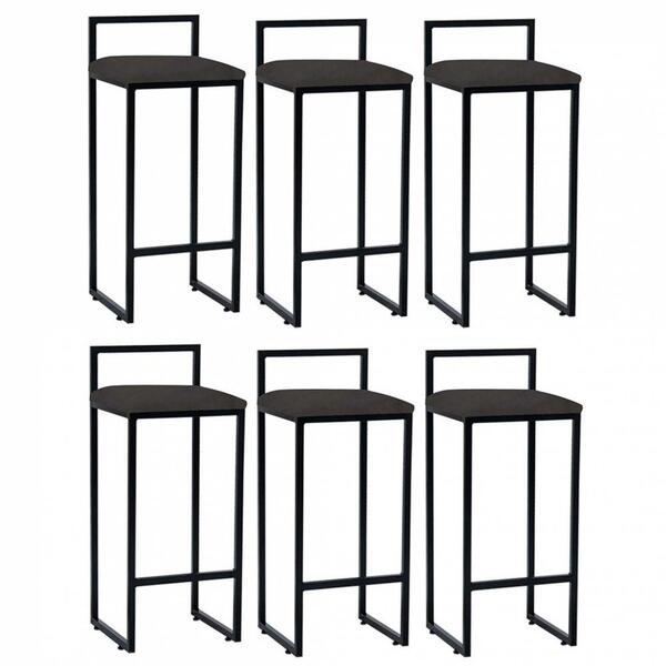 Kit 06 Banqueta Alta Lina Preto Cinza