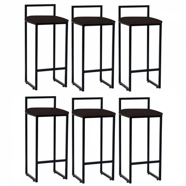 Kit 06 Banqueta Alta Lina Preto Marrom