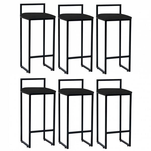 Kit 06 Banqueta Alta Lina Preto Preto