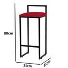 Kit 06 Banqueta Alta Lina Preto Vermelho