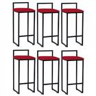 Kit 06 Banqueta Alta Lina Preto Vermelho