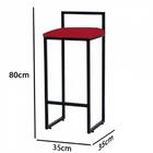 Kit 06 Banqueta Alta Lina Preto Vermelho