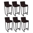 Kit 06 Banqueta Alta Linne Preto Corino Marrom