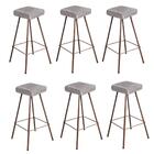 Kit 06 Banqueta Alta Lira Bronze Cinza