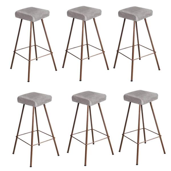 Kit 06 Banqueta Alta Lira Bronze Cinza