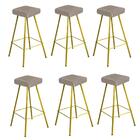 Kit 06 Banqueta Alta Lira Dourado Bege