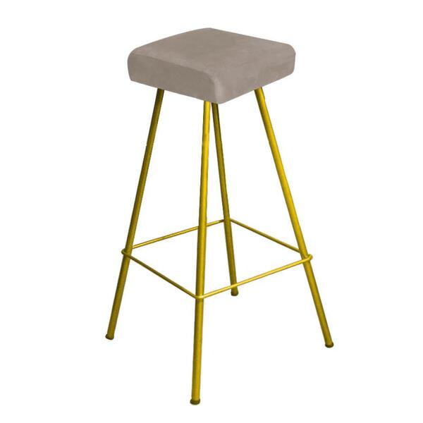 Kit 06 Banqueta Alta Lira Dourado Bege