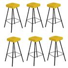 Kit 06 Banqueta Alta Lira Preto Amarelo