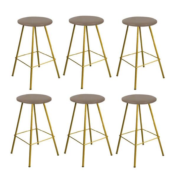 Kit 06 Banqueta Alta Loni Dourado Bege