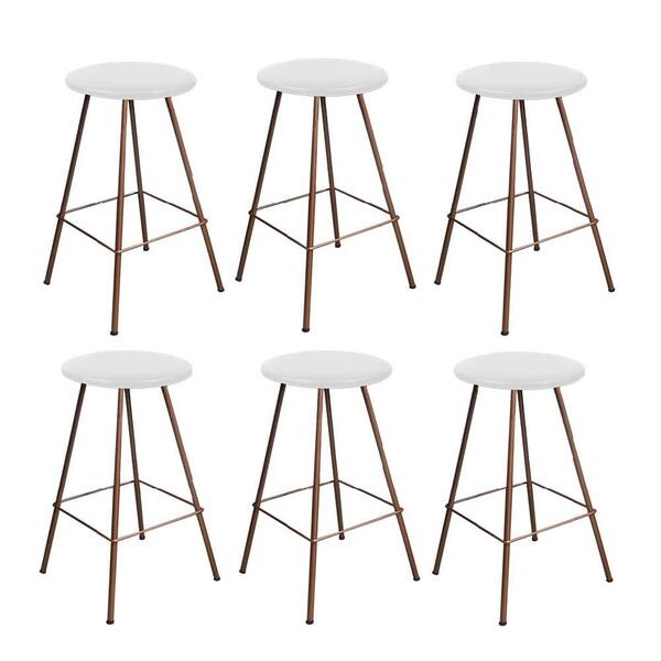 Kit 06 Banqueta Alta Loni Eiffel Bronze Branco