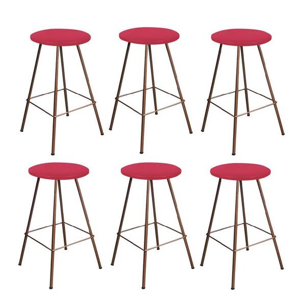 Kit 06 Banqueta Alta Loni Eiffel Bronze Vermelho