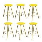 Kit 06 Banqueta Alta Loni Eiffel Dourado Amarelo