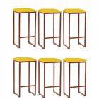 Kit 06 Banqueta Alta Lua Bronze Amarelo